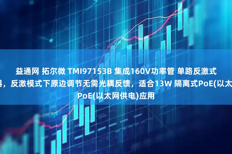 益通网 拓尔微 TMI97153B 集成160V功率管 单路反激式DCDC转换器，反激模式下原边调节无需光耦反馈，适合13W 隔离式PoE(以太网供电)应用